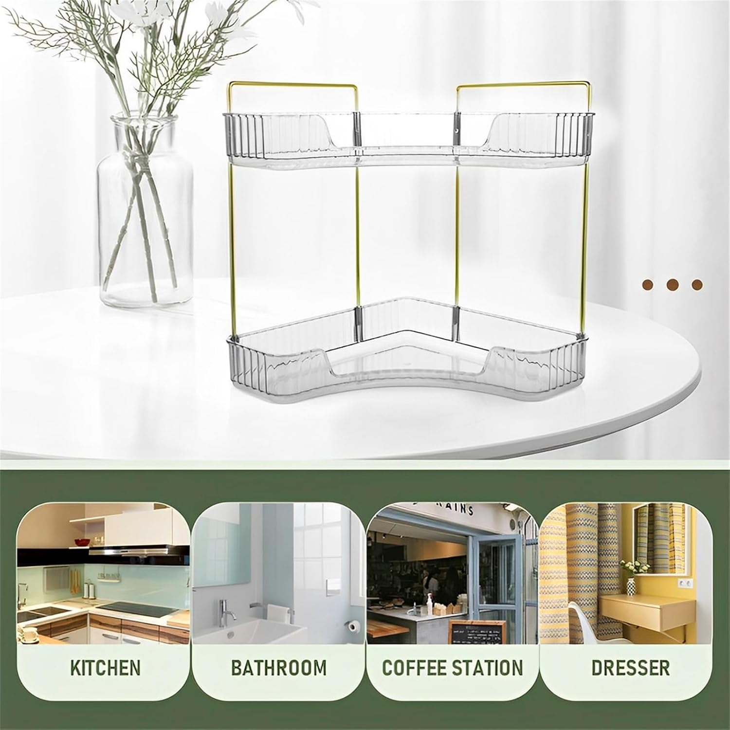 Corner Bathroom Countertop Organizer, Corner Counter Organizer, Cosmetic Storage Rack for Kitchen and Bathroom image number 1