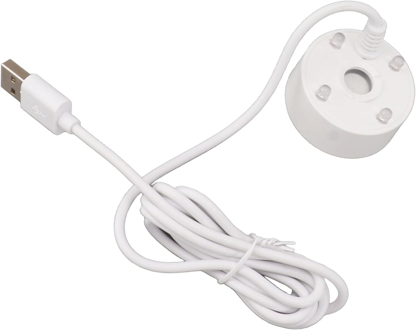 Ultrasonic Mist Maker, 5V Mini USB Fogger Water Fountain Pond Fog Machine with Colorful LED Lights, Halloween Party Decorations Fogger for Fishtank Vase (White) image number 1