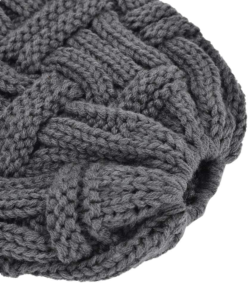 Rosoz Ponytail Beanie for Women,Winter Warm Beanie Tail Soft Stretch Cable Knit Messy High Bun Hat image number 4