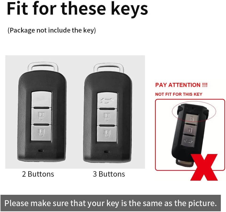 Ontto Alloy Car Key Fob Cover Fit for Mitsubishi L200 ASX Outlander Eclipse Cross Pajero Sport Lancer Xpander Triton Mirage Leather Key Case Shell Key Holder Keyring Keychain Accessories Black-Brown image number 6