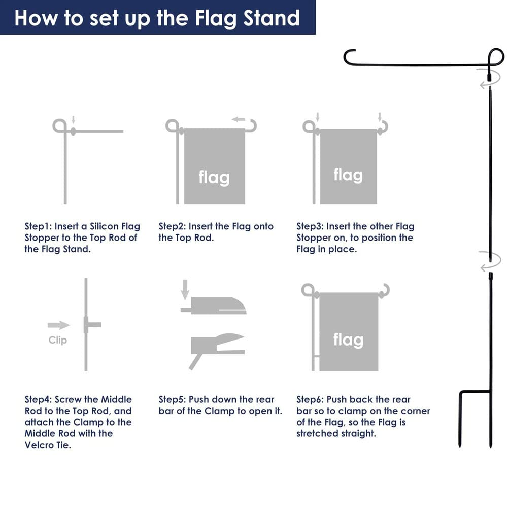 SHARE&CARE Garden Flag Stand, Garden Flag Pole Holder with 1 Tiger Clip and 2 Spring Stoppers (1 Pack) image number 3
