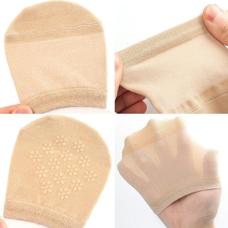 Half Socks for Women, Toe Socks Womens for Mules, Non Slip Silicone Toe Topper Covers No Show Invisible Non-Slip Liners for Clogs, Pump Shoes 4 Pairs image number 3