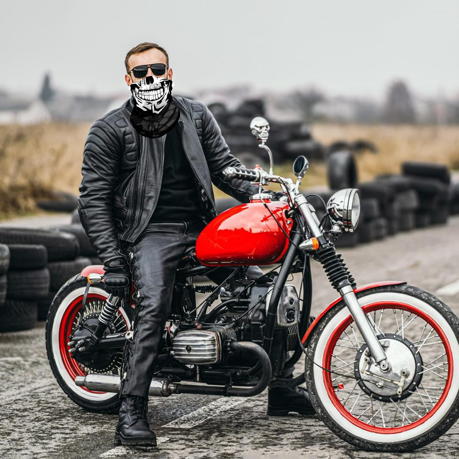 12PCS Multi Purpose Skull Neck Gaiters, Motorcycle Face Mask UV Protection, Unisex Suitable, for Halloween Carnival Parties and Outdoor Activities image number 5