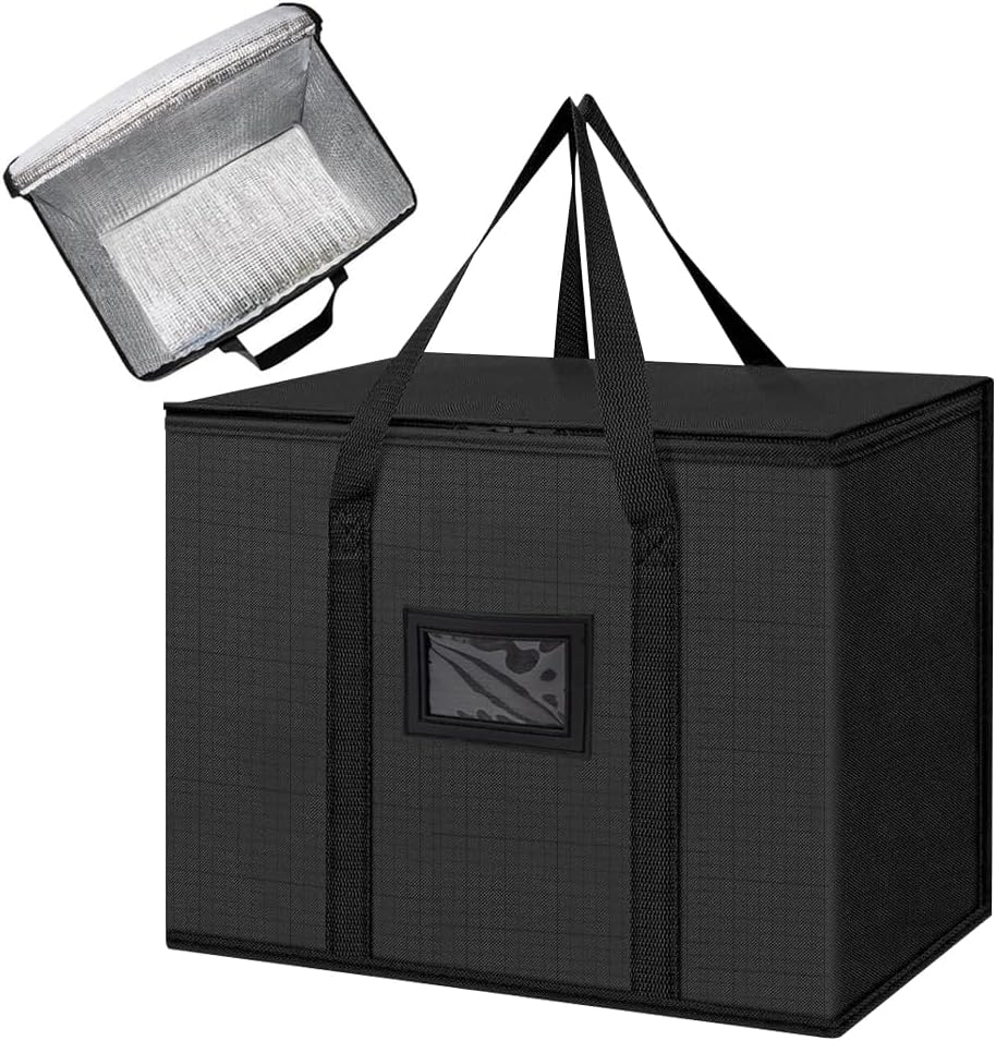 Large Insulated Delivery Bag, 43L/70L Cooler and Food Warmer, Reusable Insulation Pizza Warmer for Catering, Collapsible Grocery Shopping Tote