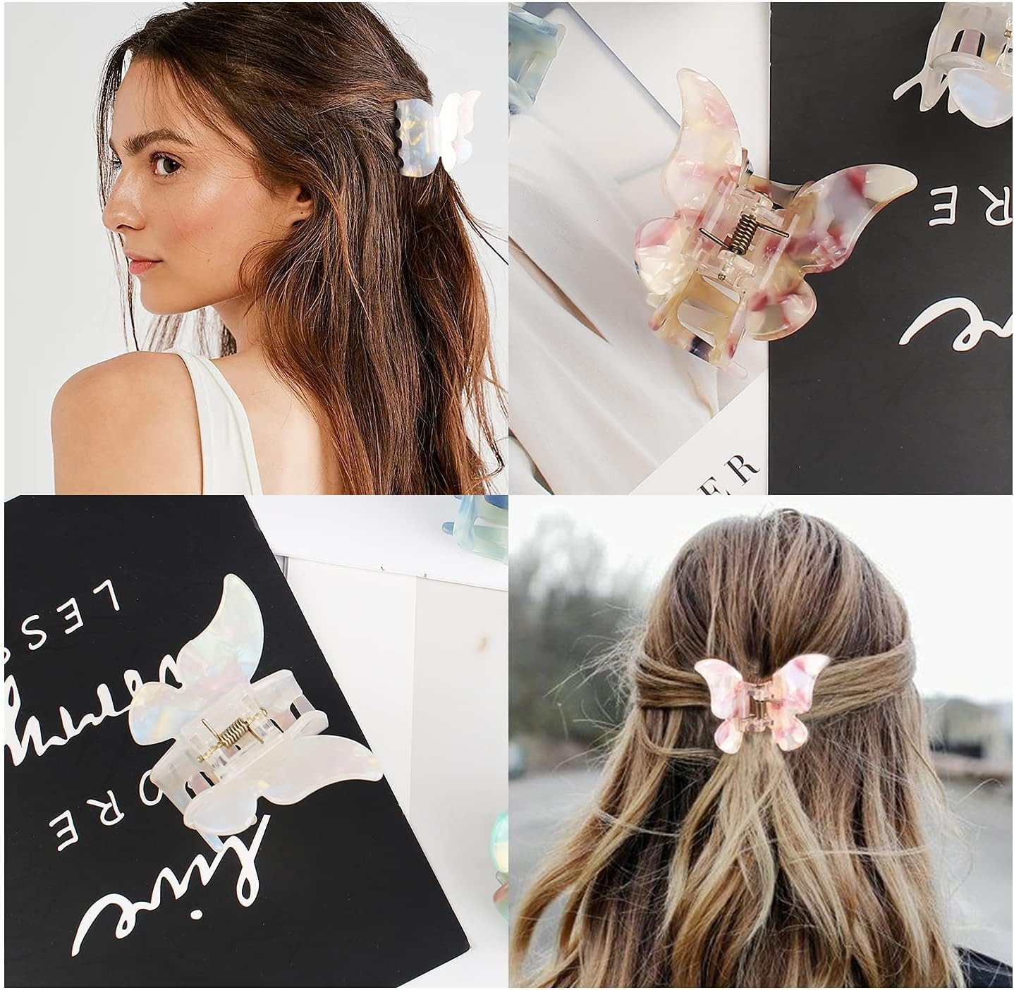 Butterfly Hair Clip for Thick Hair, Pack of 2 Butterfly Hair Clips for Women, Butterfly, Cute Hair Claw, Pine Clips, Acetate Butterfly Hair Accessories for Girls image number 6