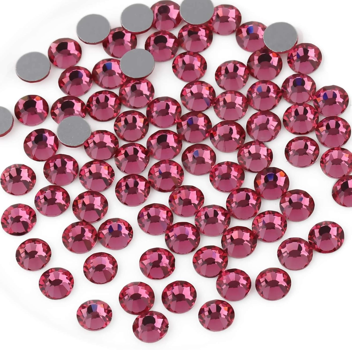 Beadsland 1440Pcs Flat Back Crystal Rhinestones round Gems for Nail Art and Craft Glue Fix,Rose (Ss20(4.6-4.8Mm)) image number 3