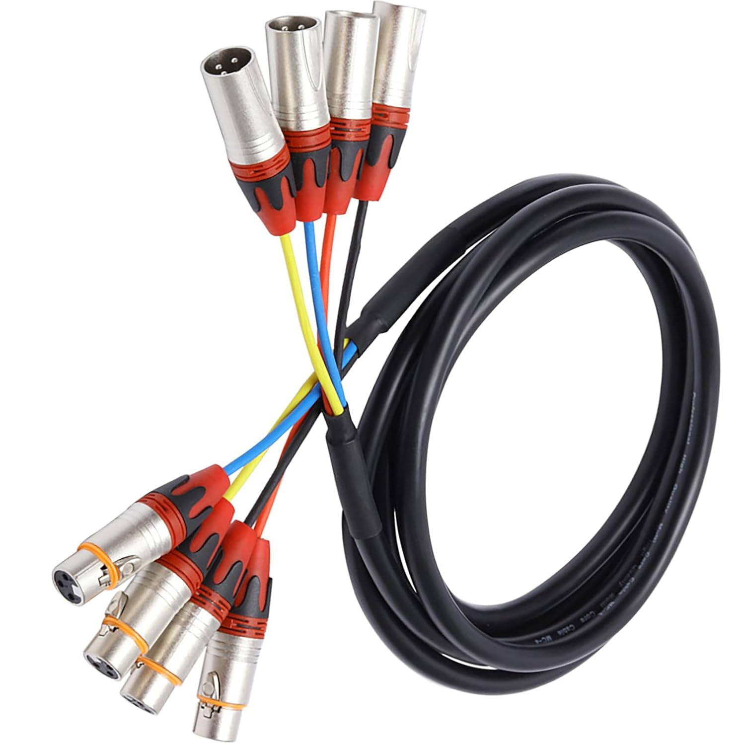 Tunghey XLR Snake Cables, 4-Channel Microphone Patch Cable Pro Audio Snake Cables XLR Male to Female Recording Color Coded Cables (1M)