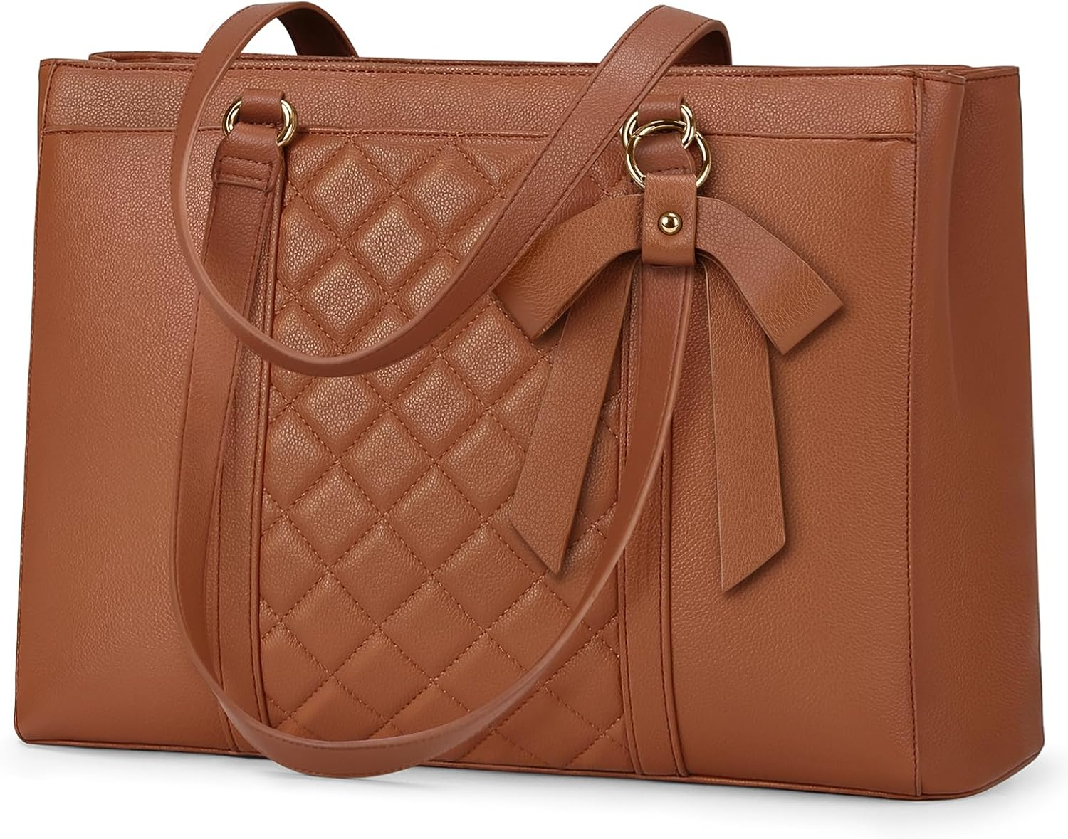 RAINSMORE Laptop Bag for Women 15.6 Inch Work Tote Bags Waterproof Leather Laptop Tote Professional Computer Briefcase