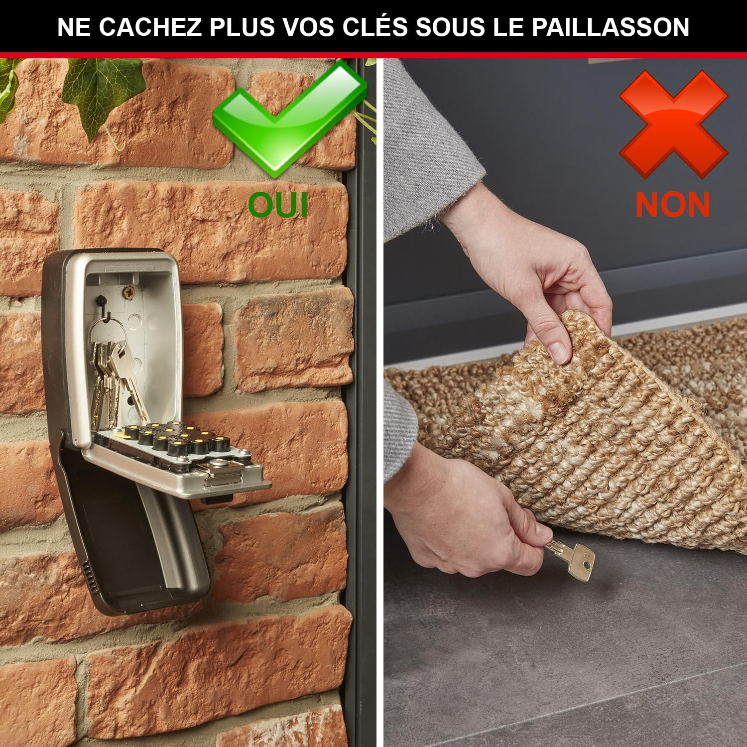 MASTER LOCK Push-Button Key Safe Wall Mounted, Medium 79 X 117 X 52 Mm, Outdoor, Mounting Kit, for Home Office Industries Vehicles image number 4