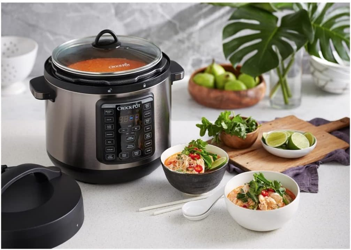 Crock-Pot Express Crock XL Multi Cooker | Slow Cooker, Saut&eacute;, Pressure Cooker, Rice Cooker & Food Steamer | 7.6L (10-12 People) | Removable Non-Stick Bowl | Stainless Steel | CPE300 image number 5