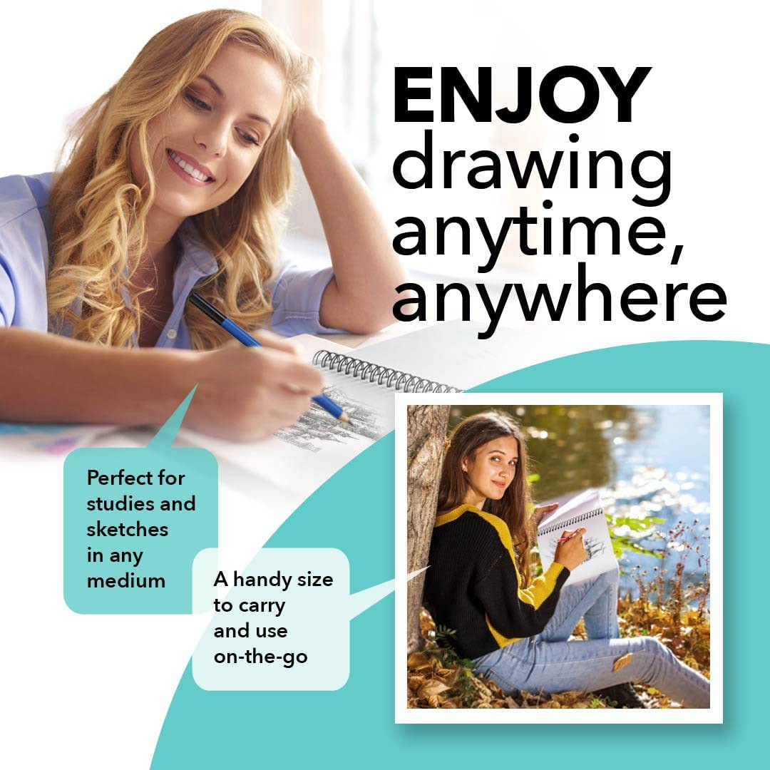 Castle Art Supplies Artists Sketch Books (2 Sketch Pad Pack) 9" X 12", 200 Sheets of Sketch Paper Ideal for Drawing and School Supplies - Acid Free and Excellent Value image number 2