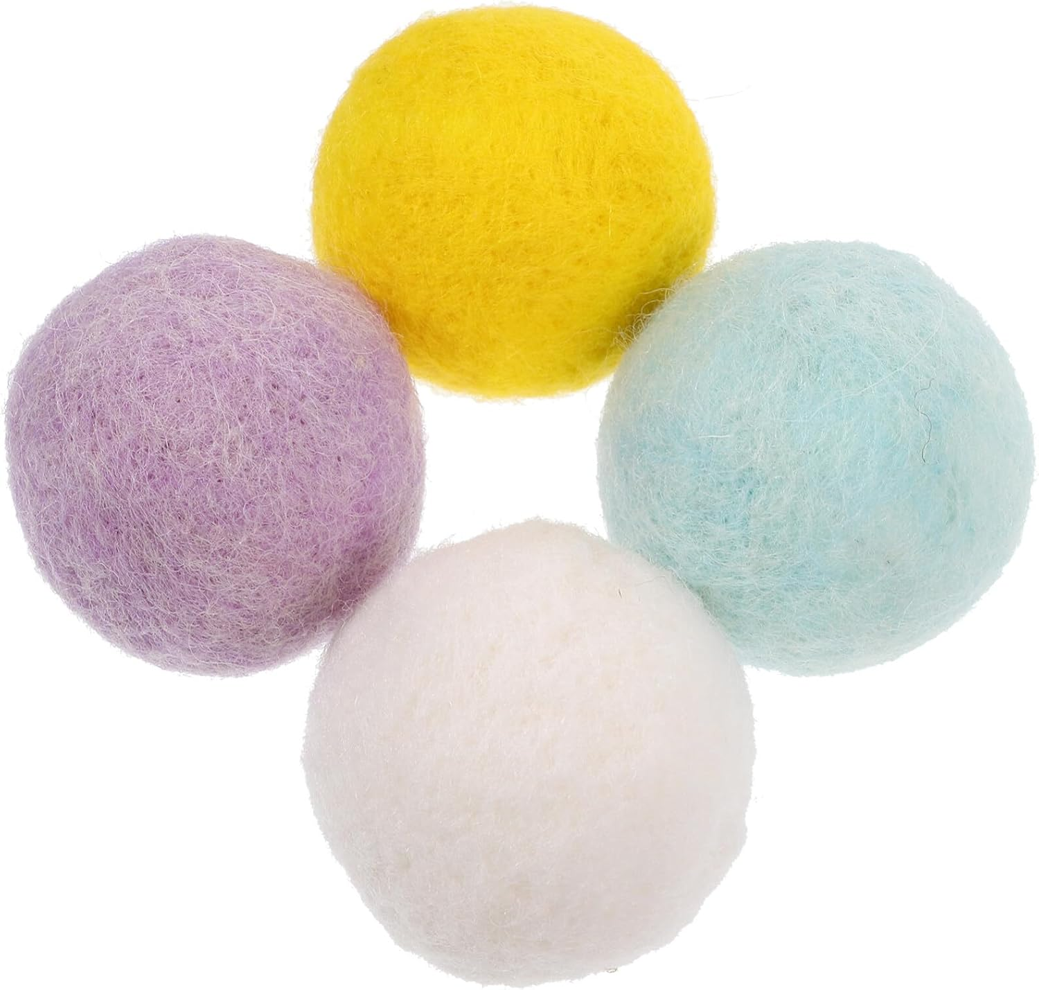 Operitacx Pack of 4 Wool Felt Ball Dog Toys - Interactive Chew Ball for Dogs, Stuffed Toy Ball for Puppies, Plush Ball for Indoor and Outdoor Games, Pet Activity