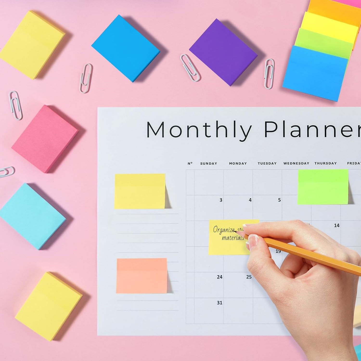 Pack of 24 Sticky Notes, 50 X 38 Mm, Small Sticky Notes, Self-Adhesive Notes Pads for Office, Home, School, Session, 75 Sheets/Notes, 1800 Sheets in Total (8 Colours) image number 5