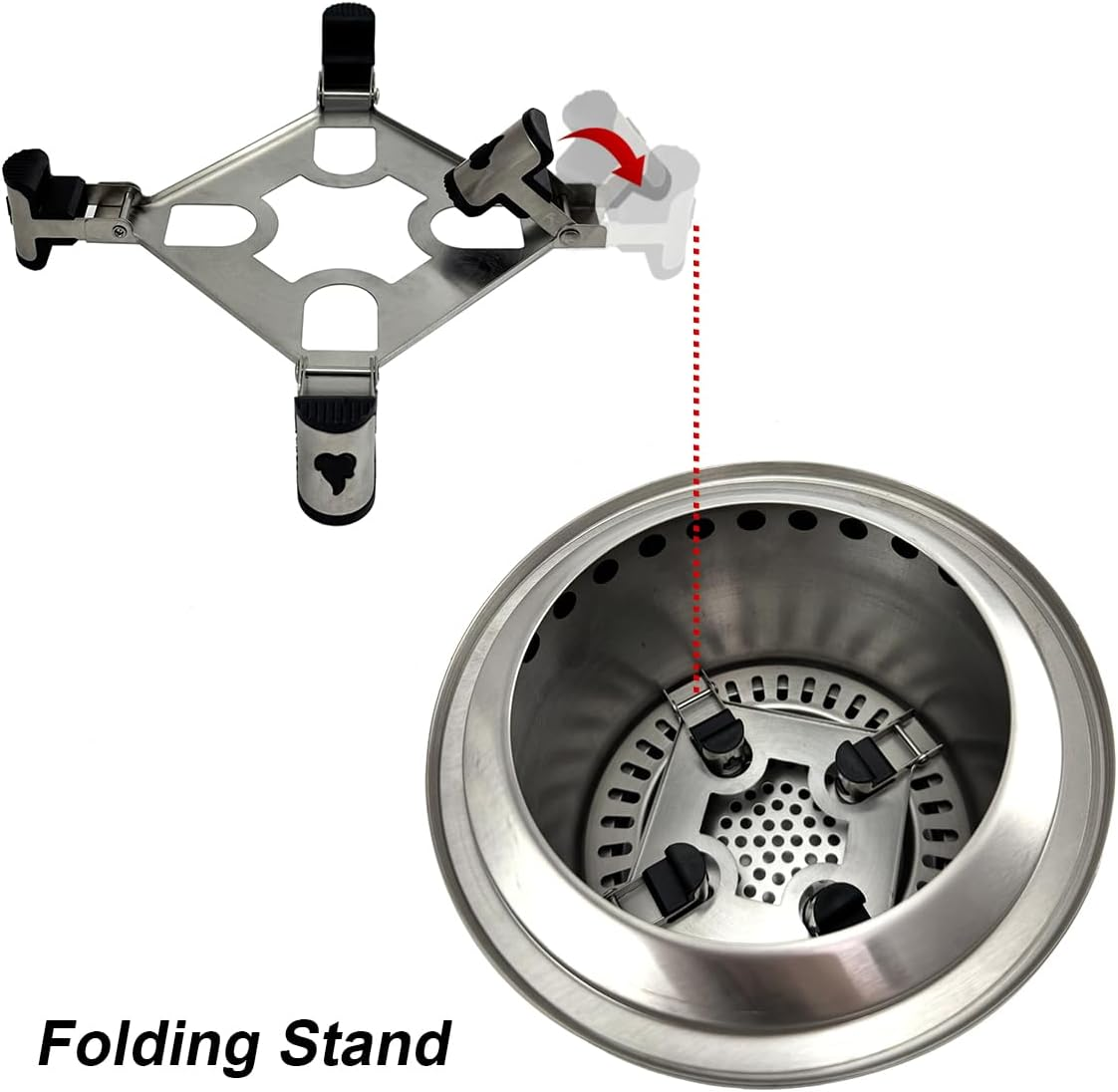 Tow Smokeless Fire Pit, 7Inch Wood Burning Fireplaces with Removable Ash Pan, Portable Outdoor Bonfire Firepit with Stand, Backyard, Patio & Camping, Stainless Steel, Easy to Setup (Stainless Steel) - Black image number 7