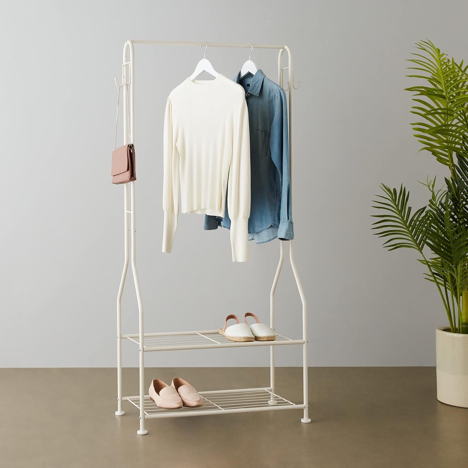 Amazon Basics Wardrobe with Two Bottom Shelves, White, 67.9 X 35.5 X 149.8 Cm image number 5