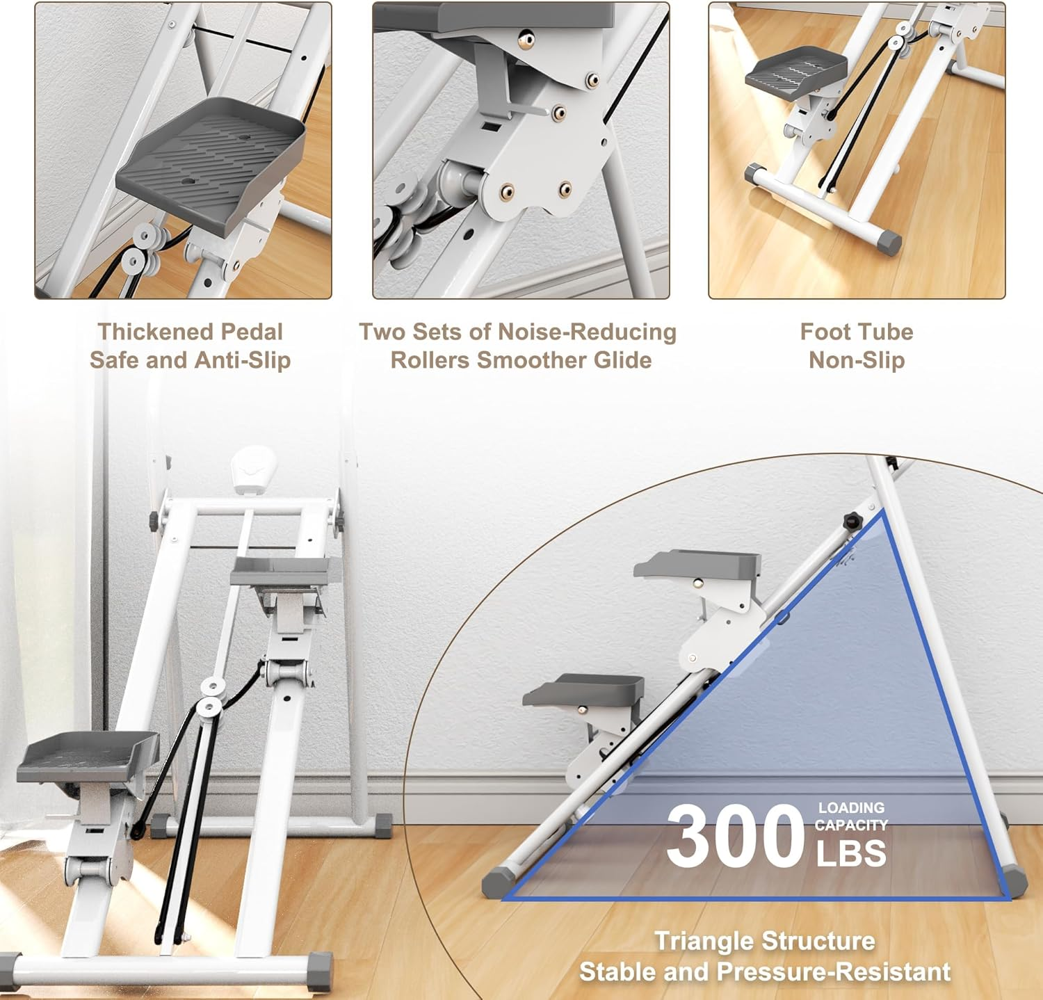 Stair Stepper, Folding Vertical Cardio Exercise Climber Stair-Master for Home, Full Body Workout Machine with Handlebar Adjustable Step Range Handlebar & Pedals, 300Lbs Load