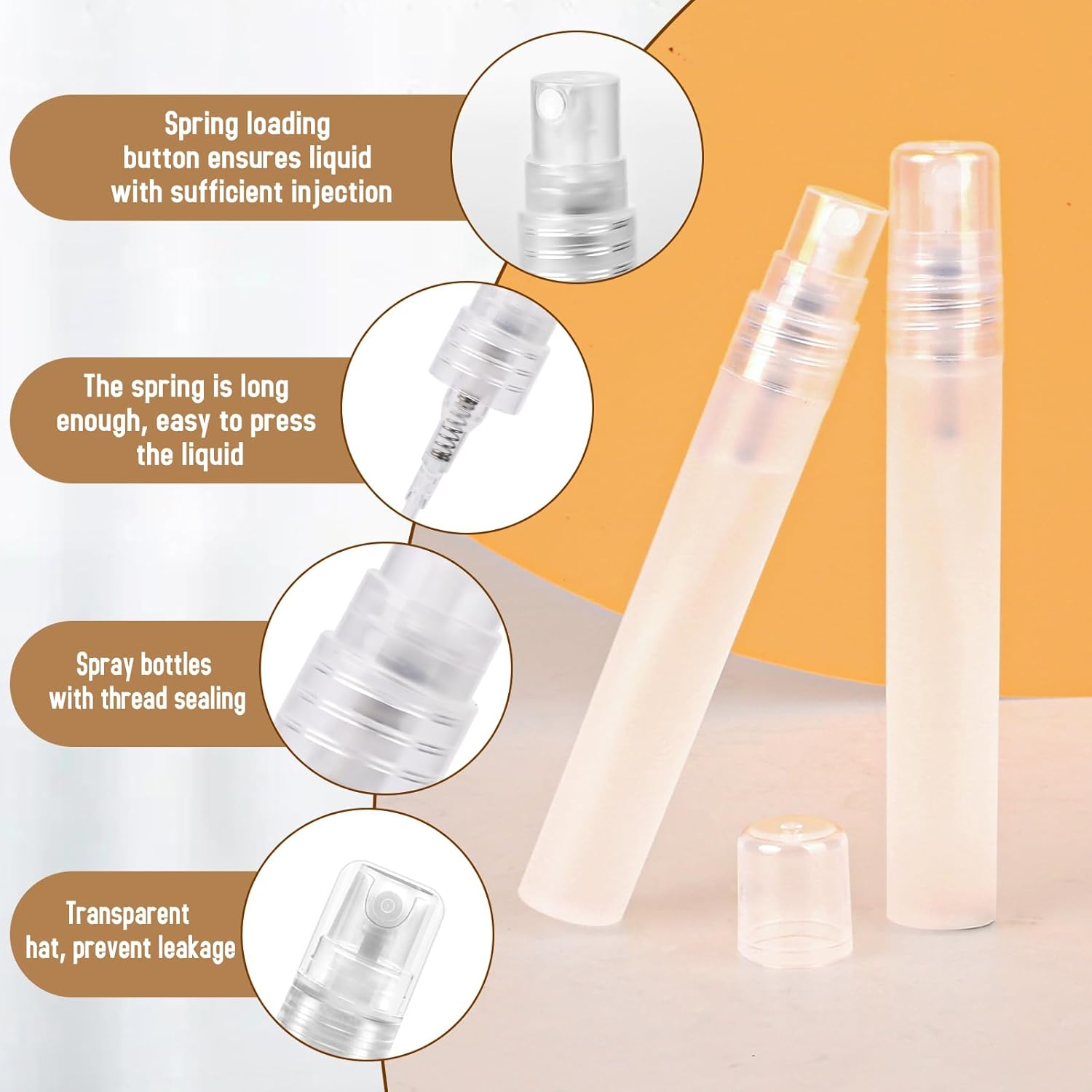 Mozeat Lens Pack of 6 Plastic Perfume Refillable 8 Ml Perfume Atomiser Mini Spray Bottle Portable Empty Perfume Sample Bottles for Travel Going Out