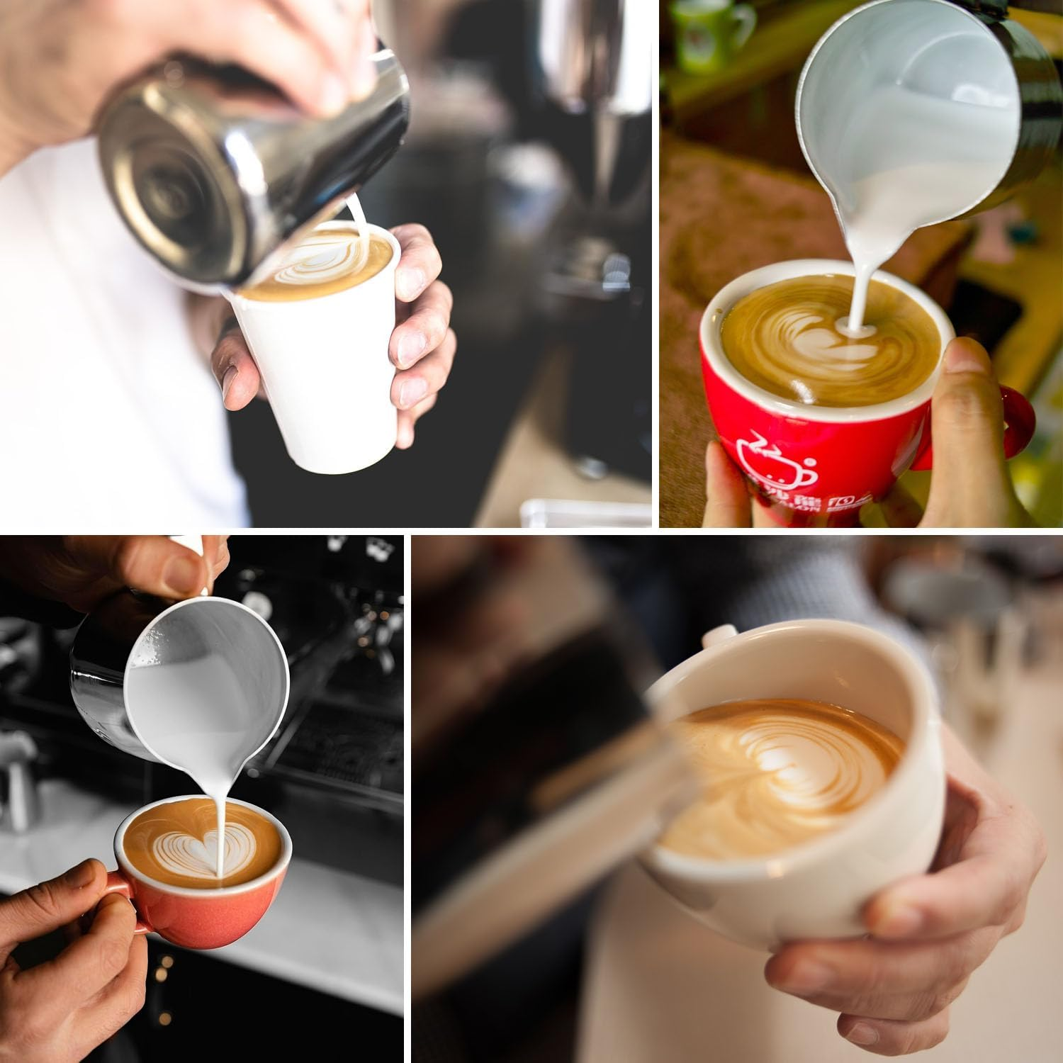 Milk Frothing Pitcher, 350Ml (12 Oz) Stainless Steel Milk Frother Steamer Cup Stainless Steel Espresso Cup with Latte Art Pen & Powdered Sugar Shaker Duster(12Oz) image number 3