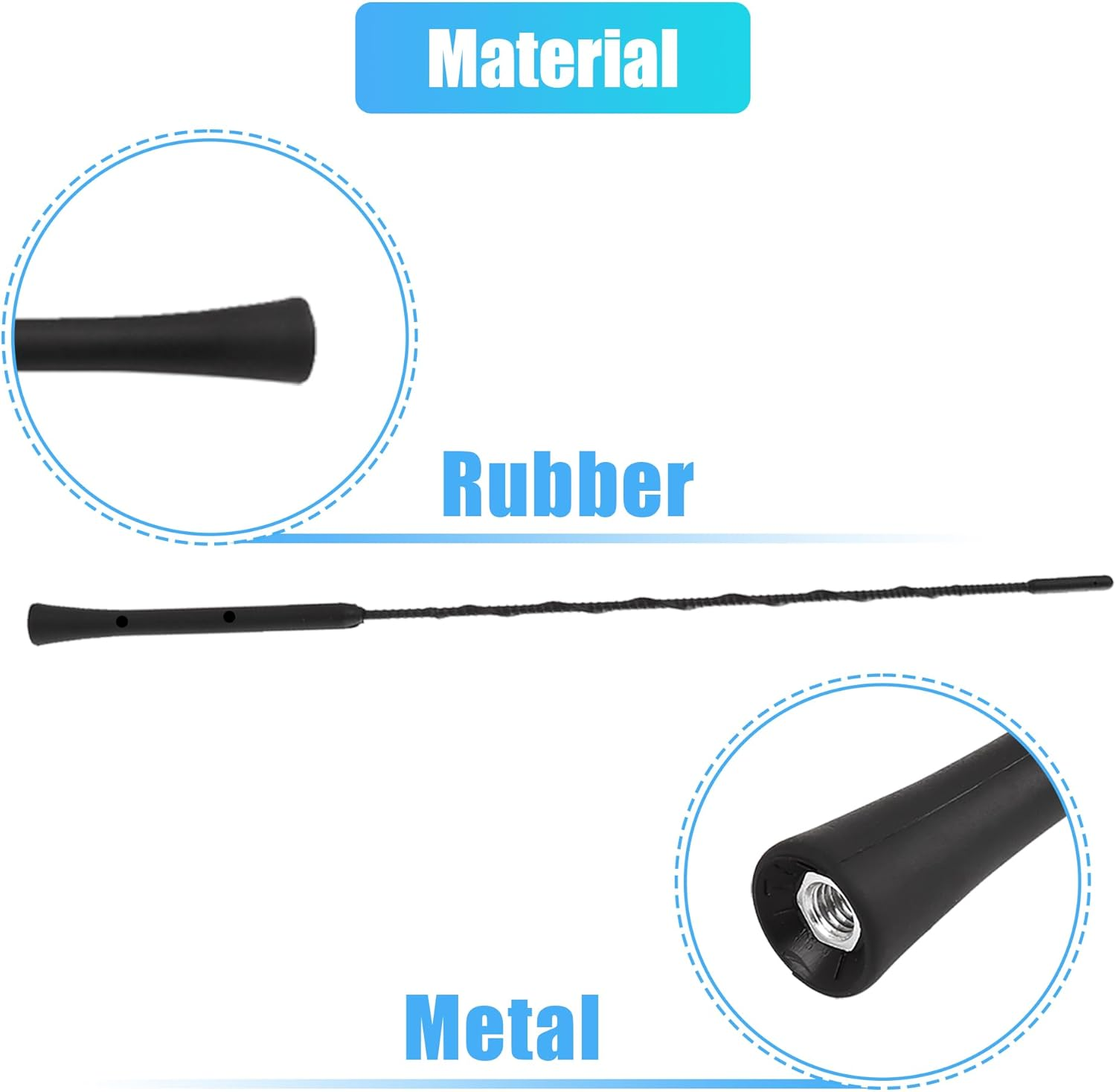 X AUTOHAUX 16" Universal Car Antenna Radio AM FM Antenna Aerial Flexible Antenna 40.5Cm Radio Antenna Booster Signal Roof Mast Replacement Black image number 6