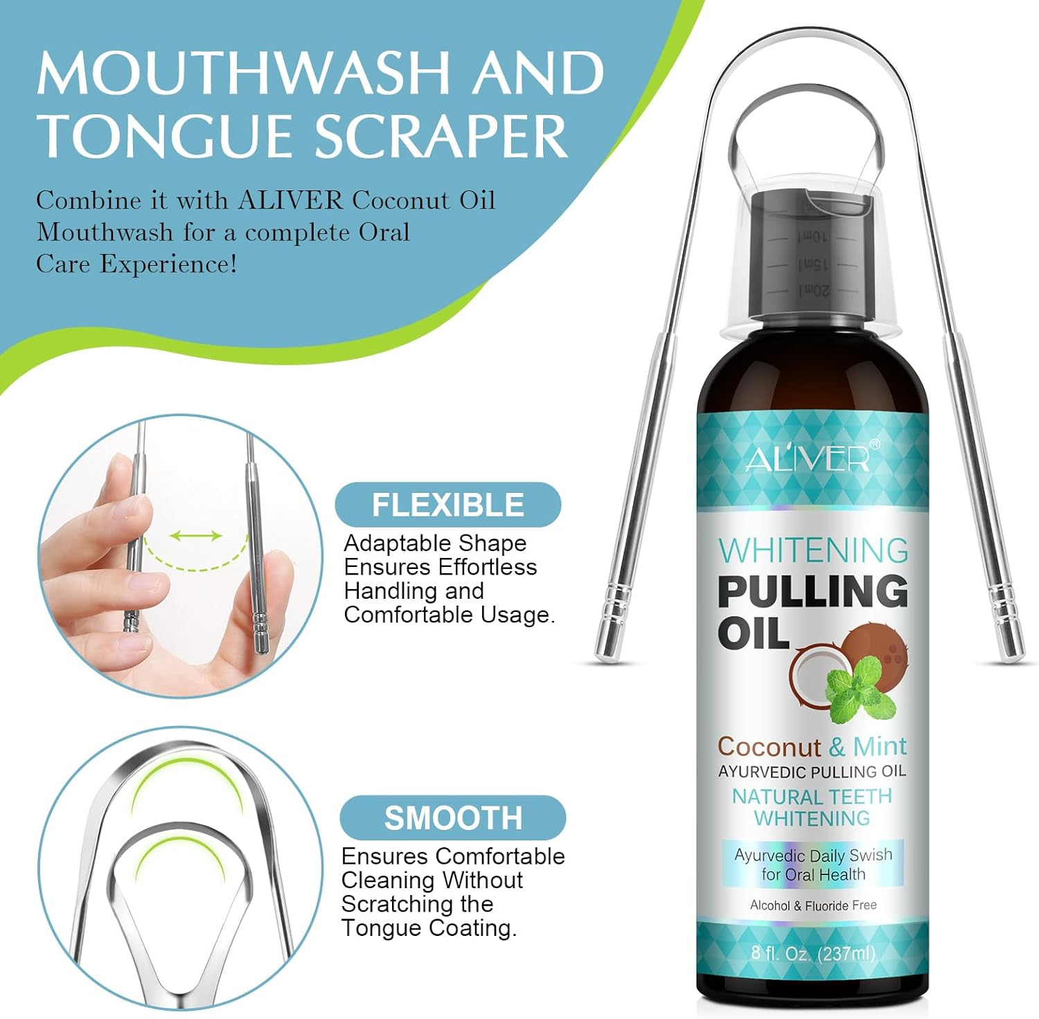 Tongue Scraper for Adults (2 Pack), Metal Tongue Scraper, Tongue Cleaner for Oral Care and Hygiene, Easy to Use, Tongue Scrubber, Help Your Oral Hygiene (With 2 Cases) image number 4