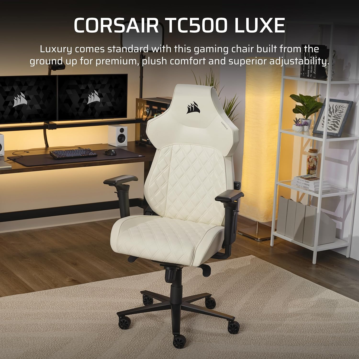 CORSAIR TC500 Luxe Gaming Chair &ndash; Premium Breathable Fabric &ndash; Wide Seat &ndash; Five-Way Adjustable Armrests &ndash; Adjustable Built-In Lumbar Support &ndash; 90-160 Degree Recline &ndash; Frost - Frost image number 4