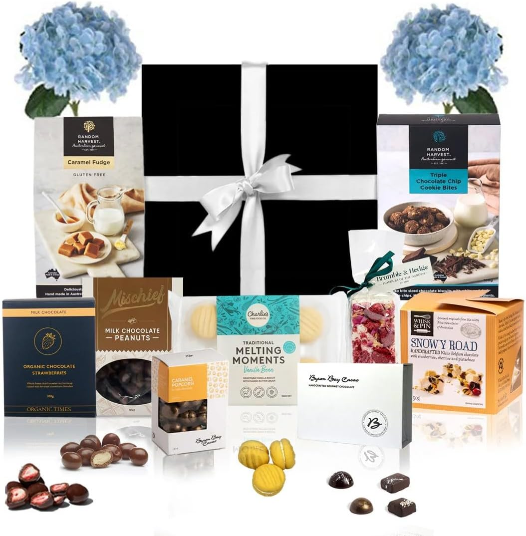 Luxury Australian Gourmet Snack Gift Hamper &ndash; Assorted Premium Chocolates, Cookies, Fudge, Popcorn & More &ndash; Ideal for Birthday, Corporate, Holiday, and Special Occasion Gifts