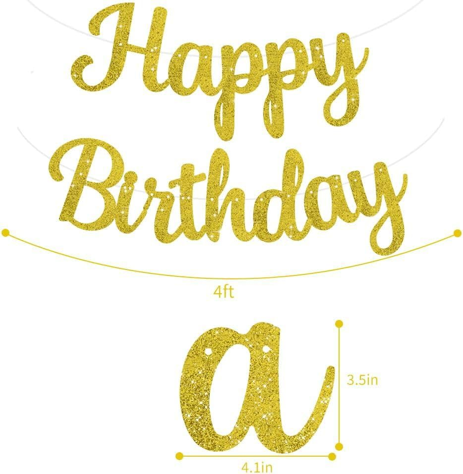 Weforu Glitter Gold Happy Birthday Banner - 10 Feet, DIY | Real Gold Birthday Party Decorations | Gold Happy Birthday Sign for Girls Women image number 6