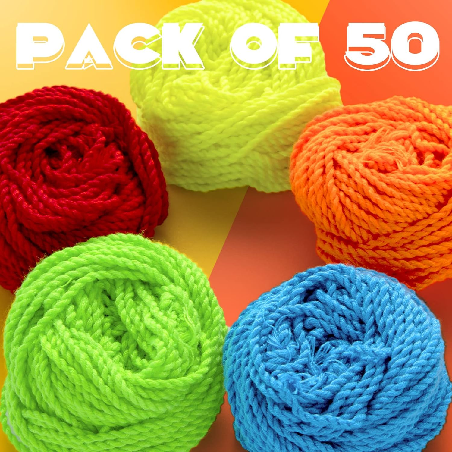 Yoyo Strings Professional 100% Polyester - Fits for Responsive and Non Responsive Yoyos -Yoyo Strings Pack of 50 (Red, Orange, Yellow, Blue, Green) (50Pcs)
