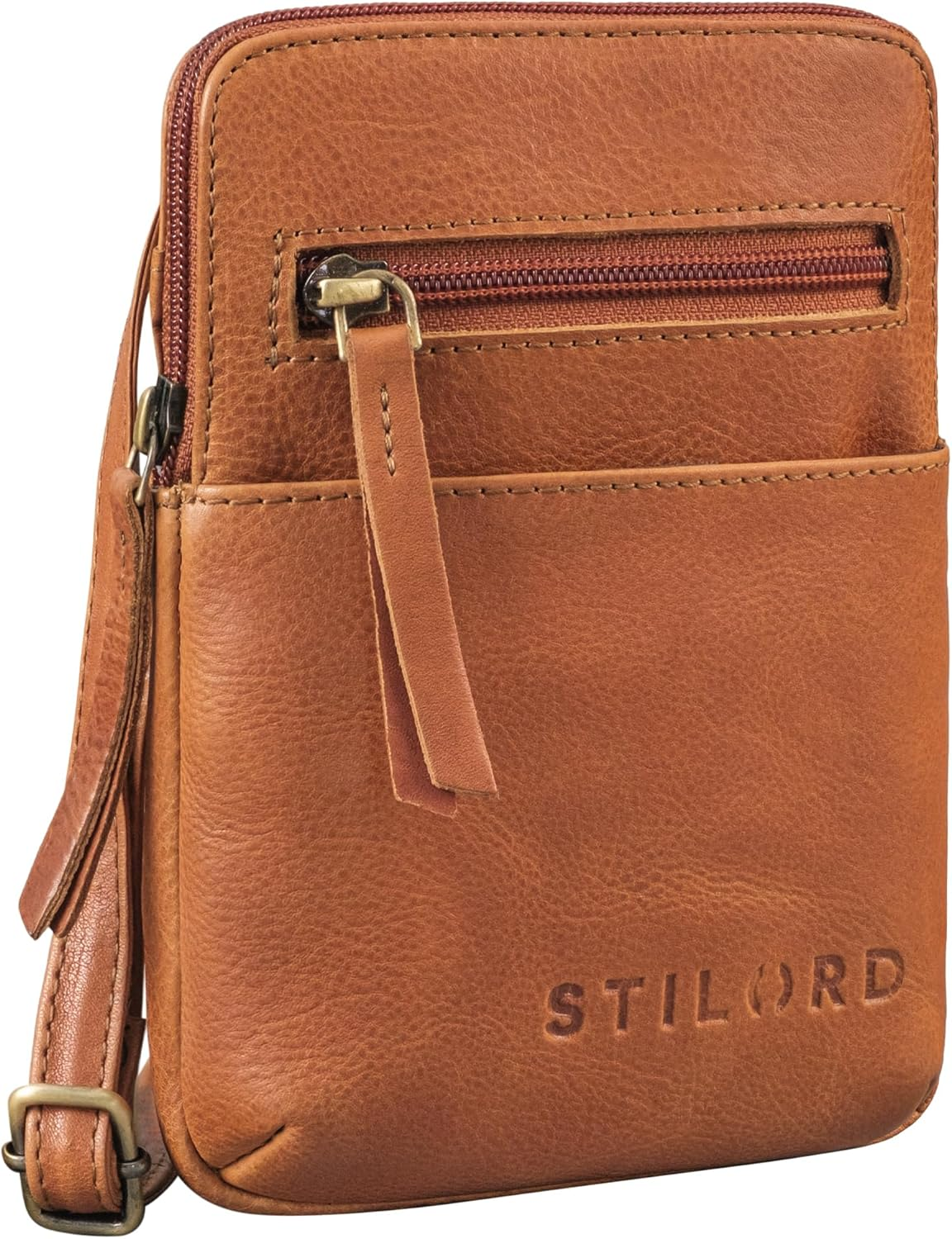 STILORD 'Indie' Neck Pouch for Men and Women, Small, Vintage Festival Bag, Genuine Leather Chest Pocket, Small Mobile Phone Case Made of Real Leather
