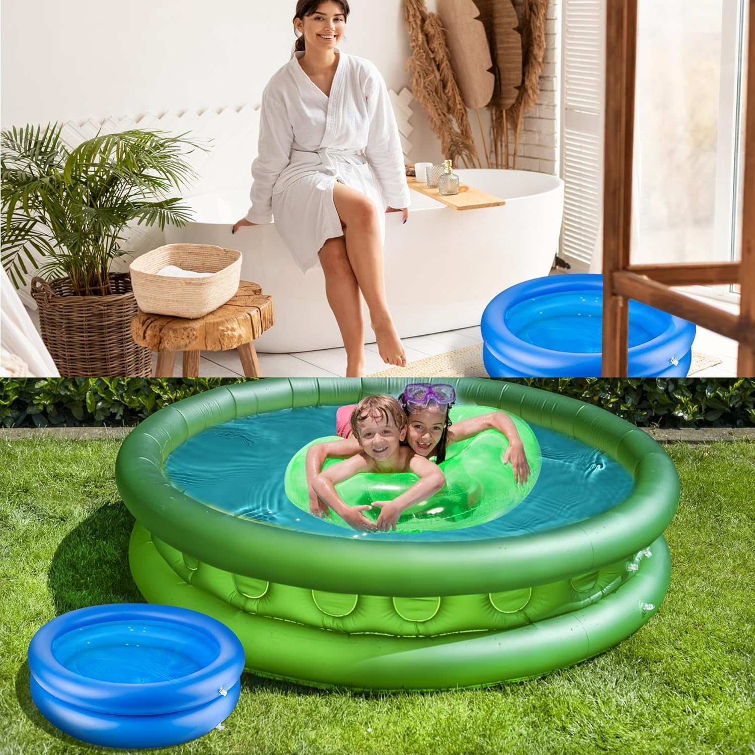2 Pack Inflatable Foot Bath Tub for Pools, Portable Soaking Wash Basin with Pump, above Ground Pool Accessories, Fits Entry Ladder, Lightweight Foldable Foot Soaker ﻿ image number 4