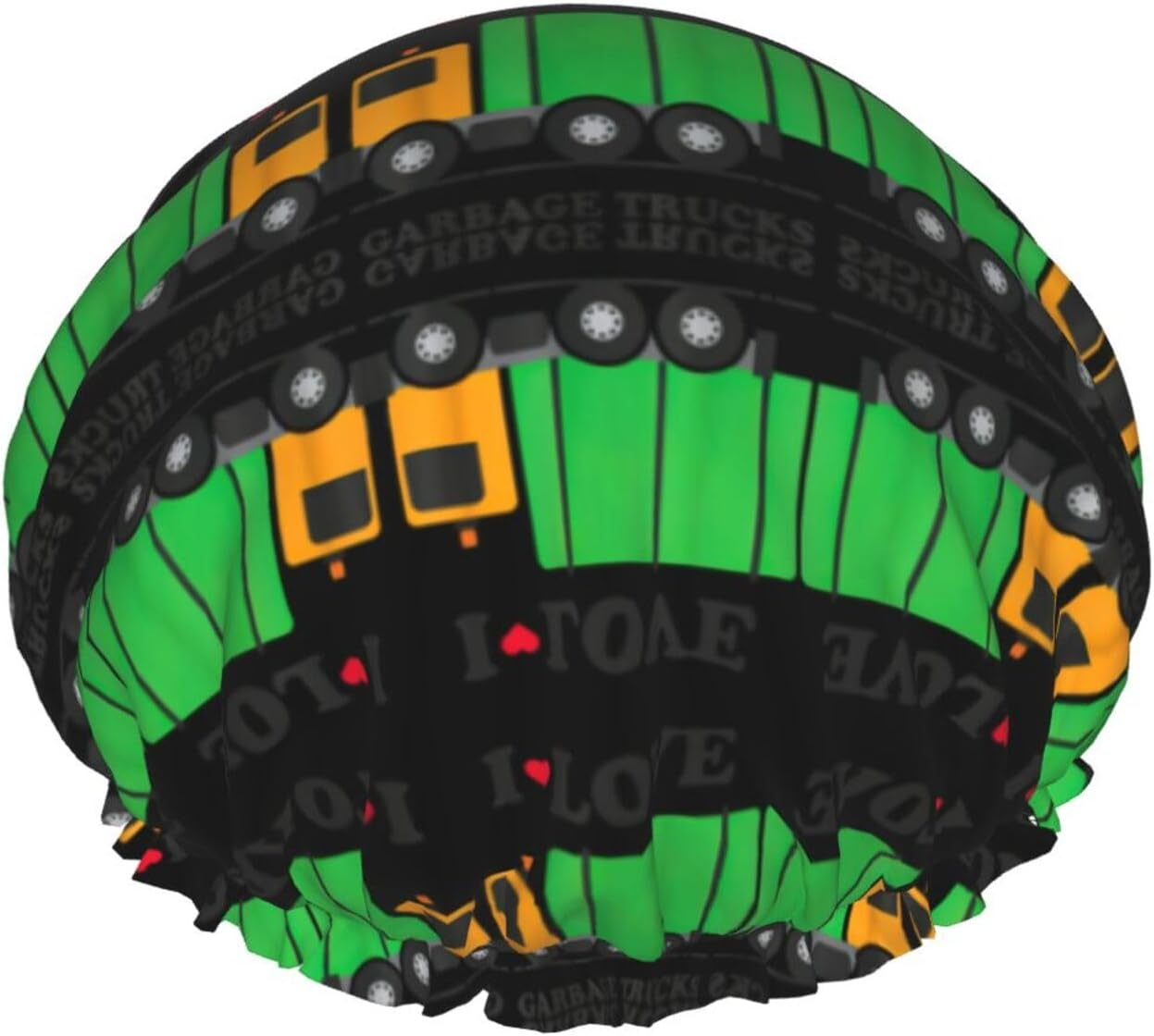 I Love Garbage Trucks Shower Cap for Water Shower Non Wetting,Double Layer Reusable Shower Cap,Hair Shower Caps for Long Hair - Cartoon Pomeranian Dog image number 2