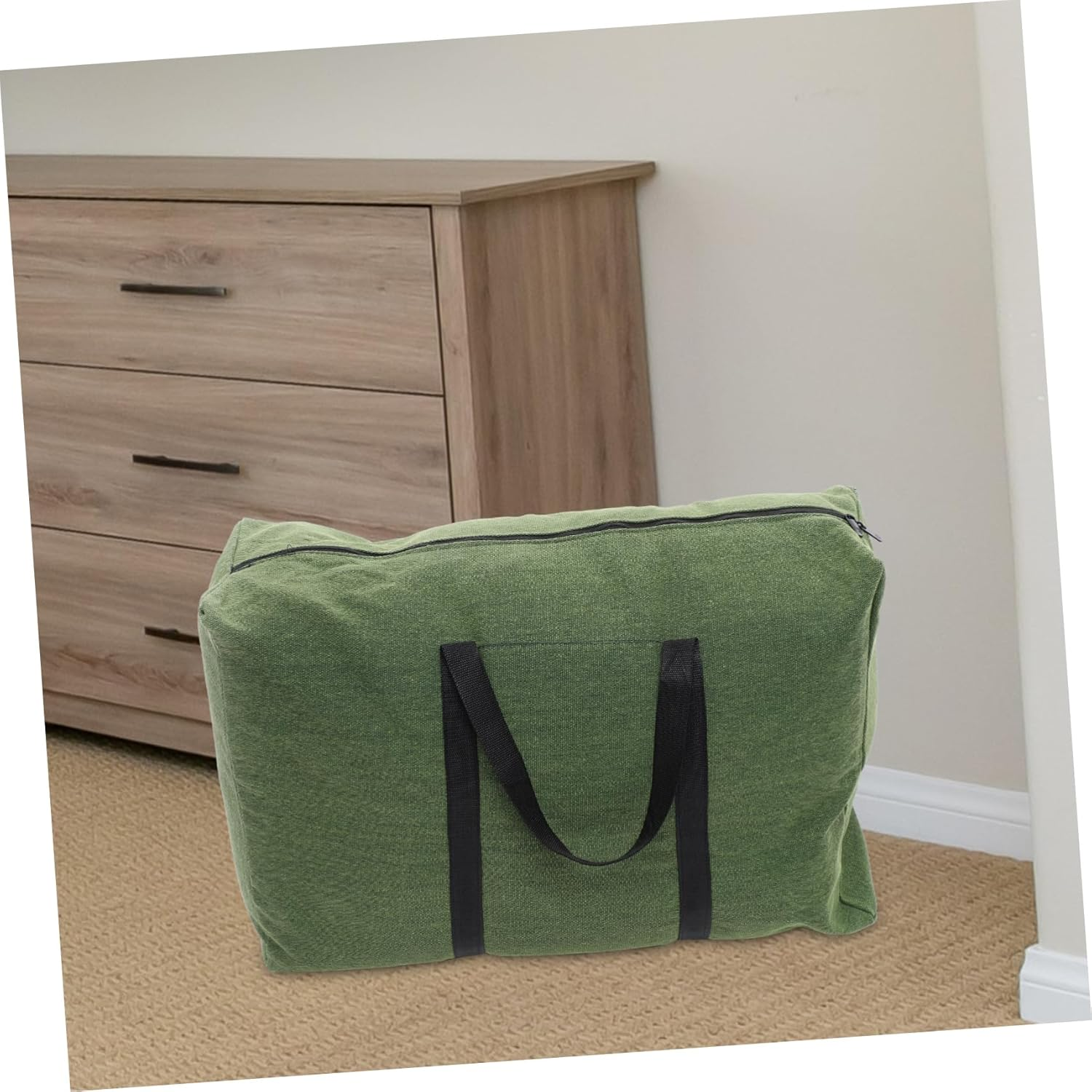 WHAMVOX Large Capacity Canvas Duffel Bag with Handle, Olive Green Travel Weekender Bag for Luggage Storage and Carrying Clothes, Thickened Military-Style, Suitable for Travel and Moving Random Color image number 1