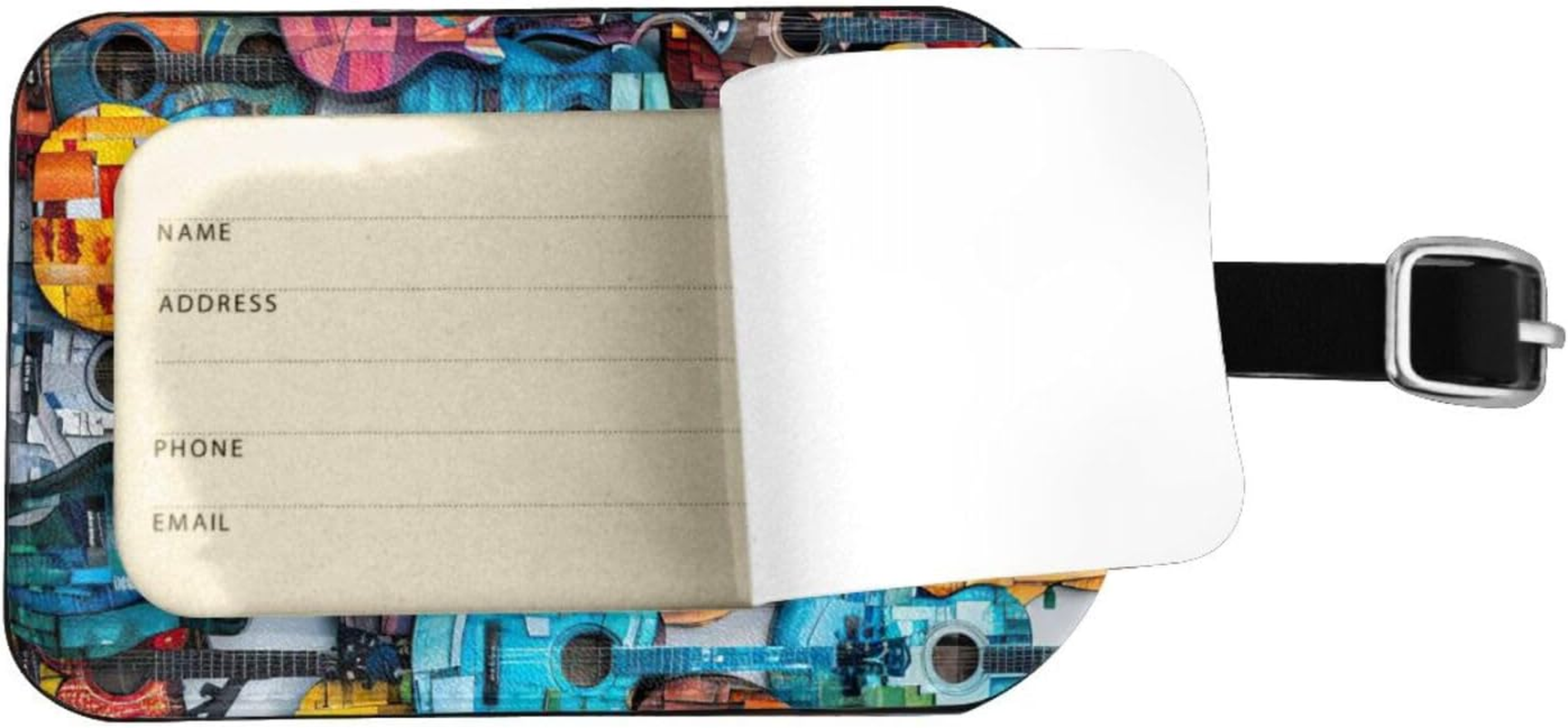 Color Acoustic and Guitars Print Elegant Tag Stylish Tag Luggage Tag 4.3 X 2.76 Inch for Suitcases Travel Bags image number 3