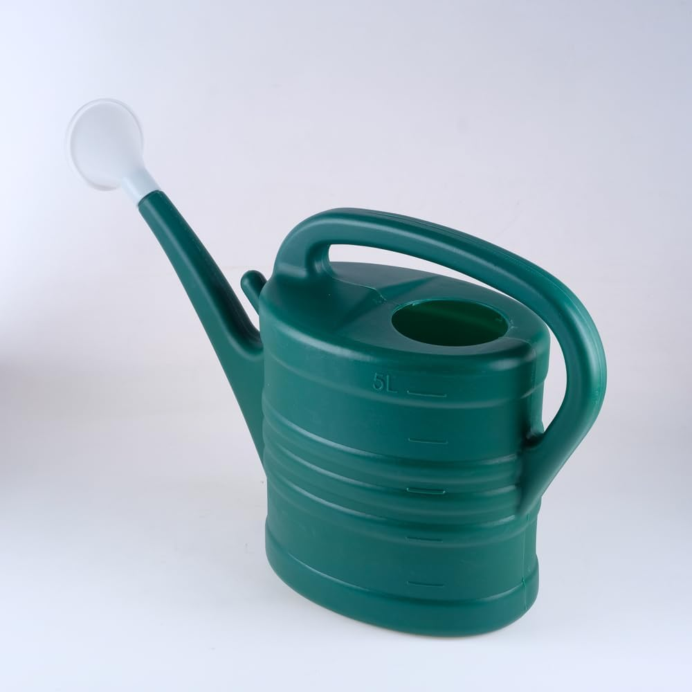 Garden Greens Wide Watering Can with Handle, Green/White, 5 Litre Capacity image number 6