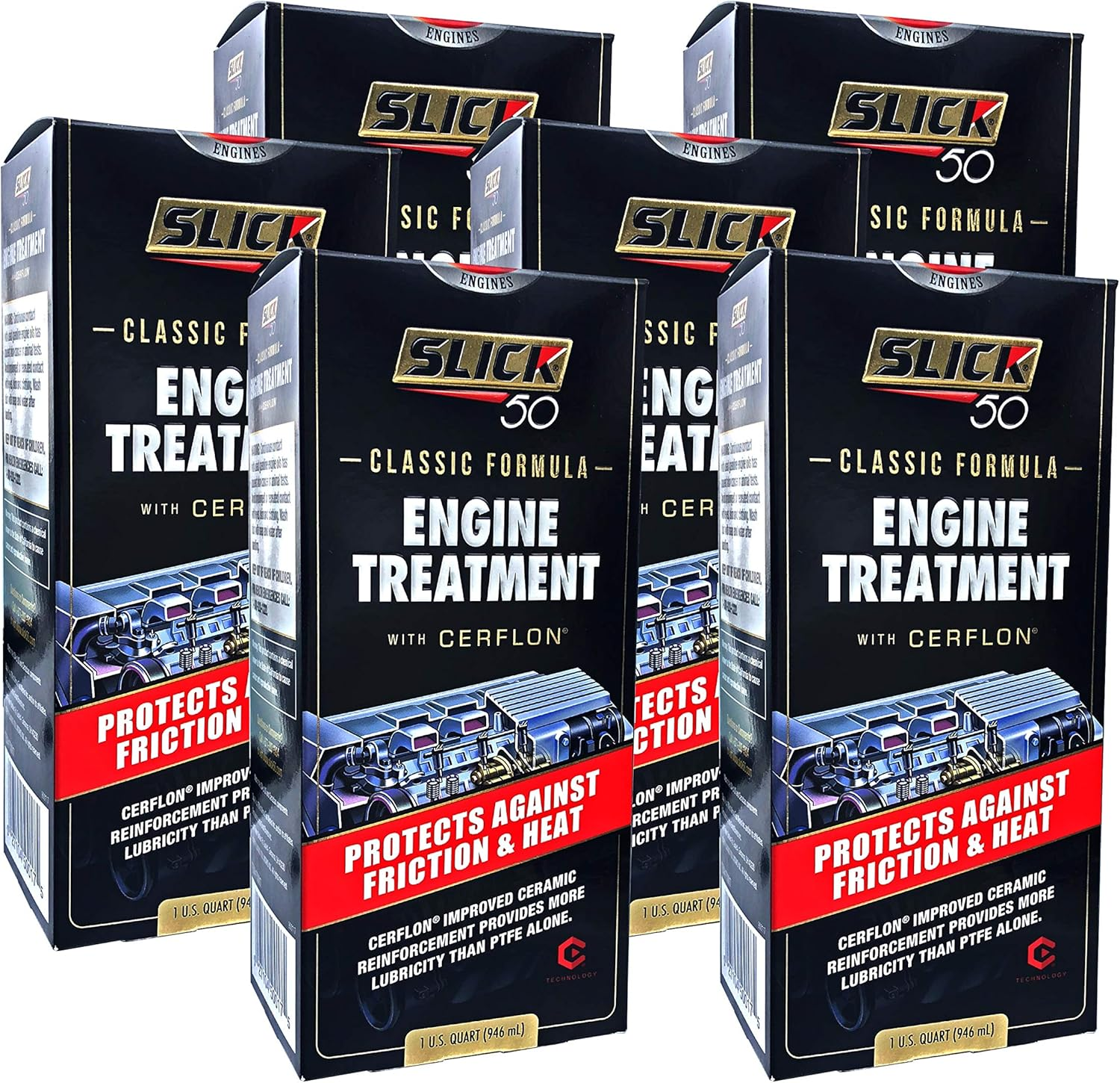 Slick 50 Original Classic Engine Treatment with Cerflon, Ceramic Protection against Friction and Heat, 32 Fl. Oz, 1 Pack