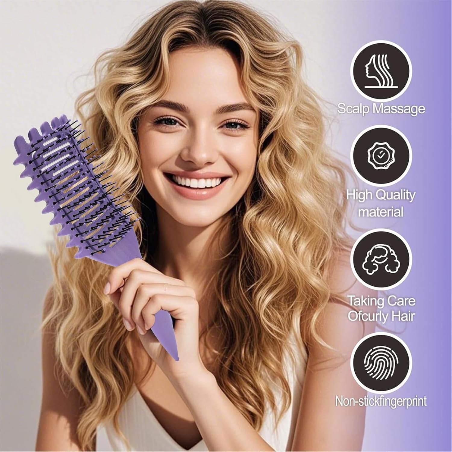 Curl Defining Brush, Curly Hair Brush Boar Bristle Haircurly Hair Brush, Vented Hair Brush, Shaping and Defining Curls for Women image number 1