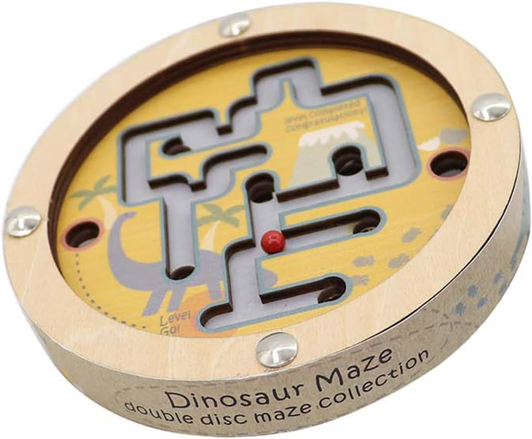 KAPER KIDZ Dinosaur Bead Maze Labyrinth Puzzle in Disc Double Sided - Portable Dino Puzzle Game image number 2