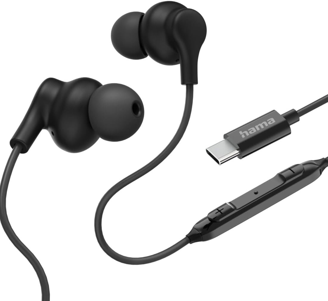 Hama, Curly Headphones, In-Ear, Microphone, Cable Kink Protection, USB-C, Black image number 4