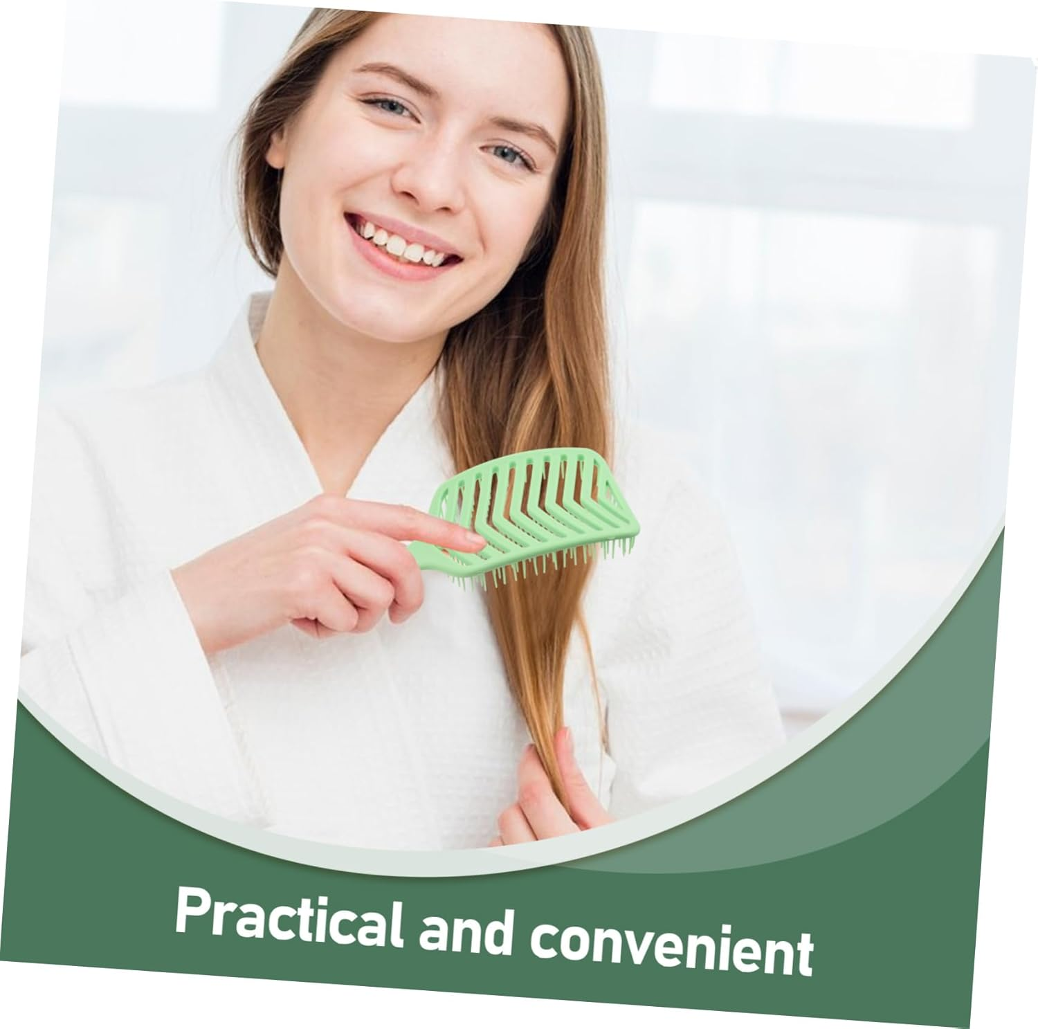 MERRYHAPY Candy Color Hair Styling Comb Set 2Pcs V-Shaped Hollow Scalp Massage Combs for Women Volumizing Hair Root Lifting Detangling Brush Green