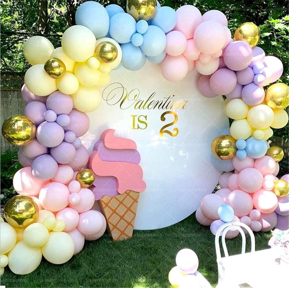 122Pcs Rainbow Balloon Arch Garland Kit - Pink Gold Yellow Blue Purple Latex Balloons with Balloon Accessories for Baby Shower Wedding Birthday Girl Party Decorations image number 4