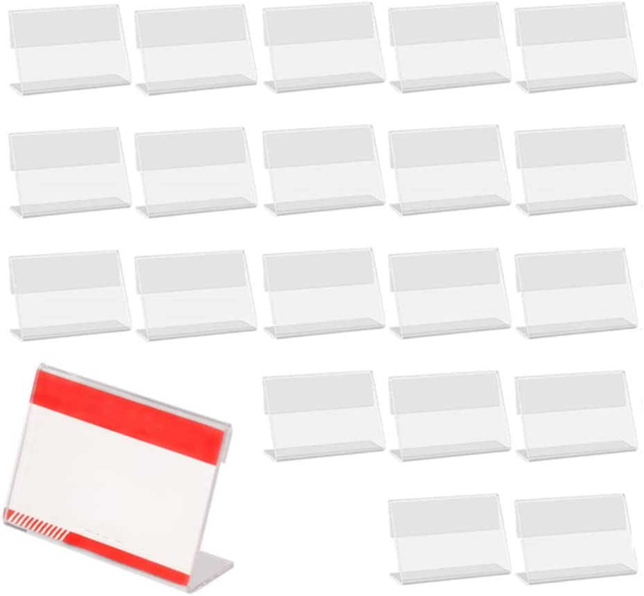 20 PCS Mini Sign Display Holder L Shape Sign Holders Acrylic Clear Sign Stand Card Holder for Price Card Tag Name Label Display(9 X 6 Cm) image number 4