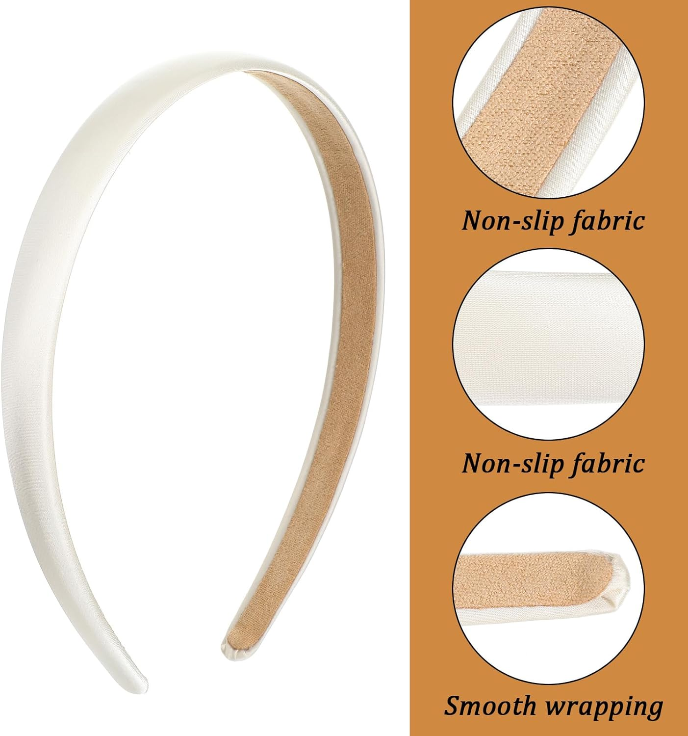 Pack of 2 Satin Headbands Adjustable Thin Hair Band Women'S Fashion Women Headband Hair Accessories Hard Fashionable Solid Headband for Girls Party Wedding Stage Holiday Yoga Face Washing image number 2