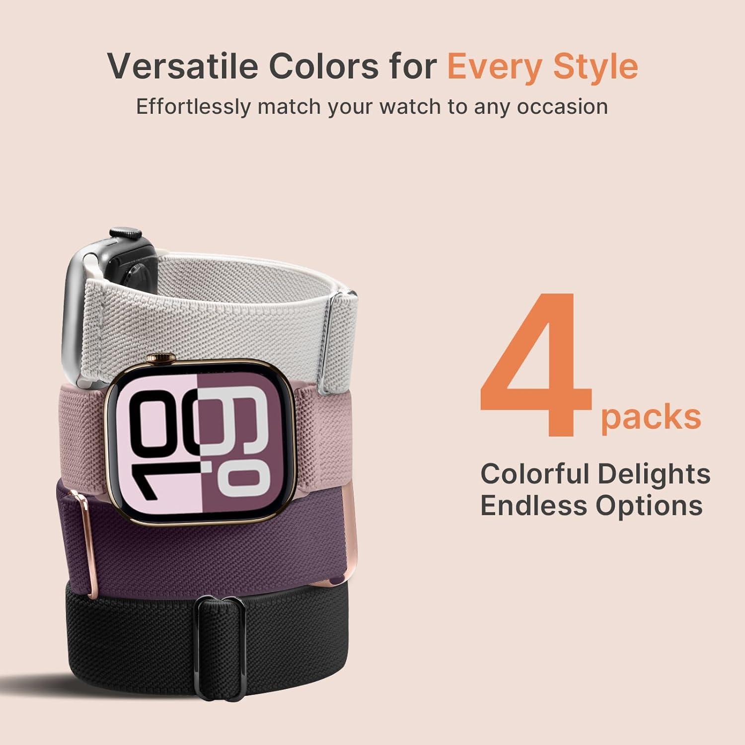 Fullmosa 4 Pack Nylon Strap Compatible with Apple Watch Band 42Mm 41Mm 40Mm 38Mm 49Mm 46Mm 45Mm 44Mm, Water-Resistant Durable Stretch Bands for Iwatch Series 11 10 9 8 7 6 5 4 3 2 1 Ultra SE