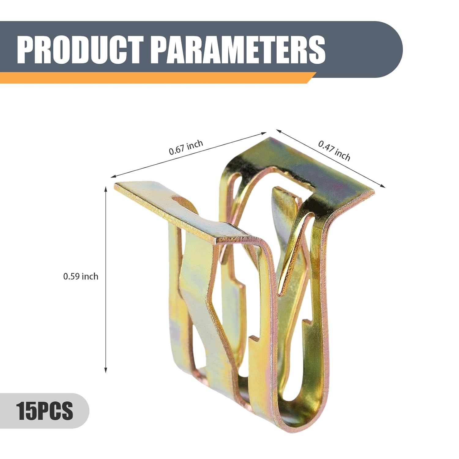 15 PCS Car Fixed Lining Plate Buckle Set, 0.67" X 0.59" Metal U-Shaped Lift Gate Trim Panel Clip, Console Dashboard Trim Clamp Replacement, Universal for Cars Repair Accessories (Gold) image number 5