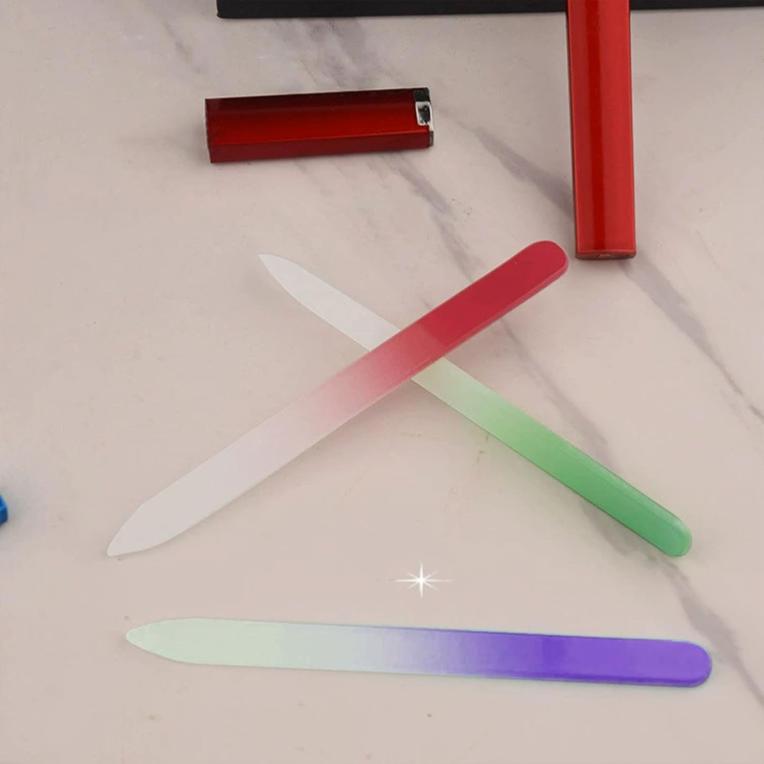 CTOUUGRS 3 Pack Crystal Glass Fingernail File with Case Professional Czech Glass Nail File Double-Sided Etched Emery Boards for Nails Gentle Nail Care Stocking Stuffers for Women or Adults image number 4