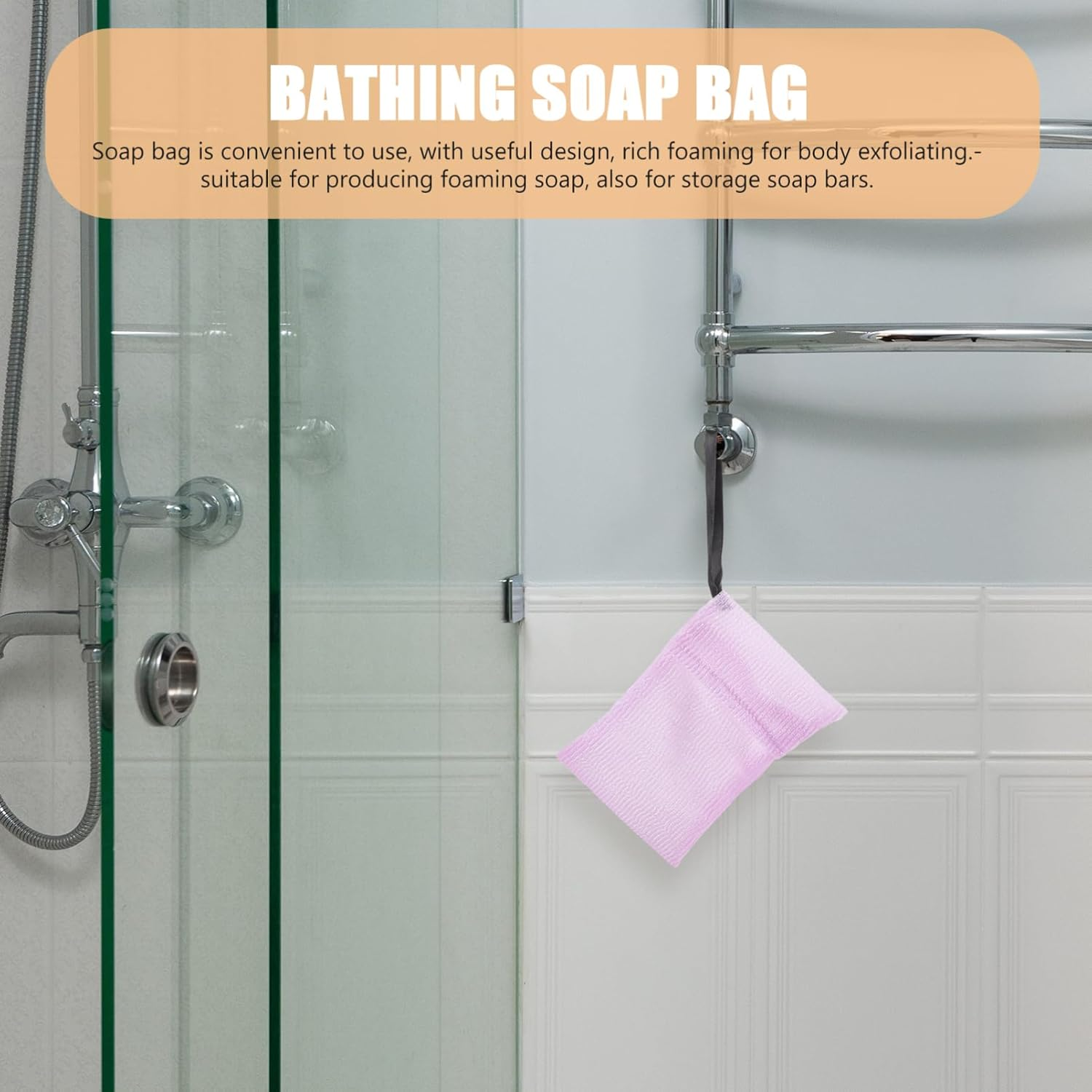 BIUDECO Sturdy Mesh Soap Bag Exfoliating Foaming Pouch Bar Soap Holder Travel-Friendly Set image number 3