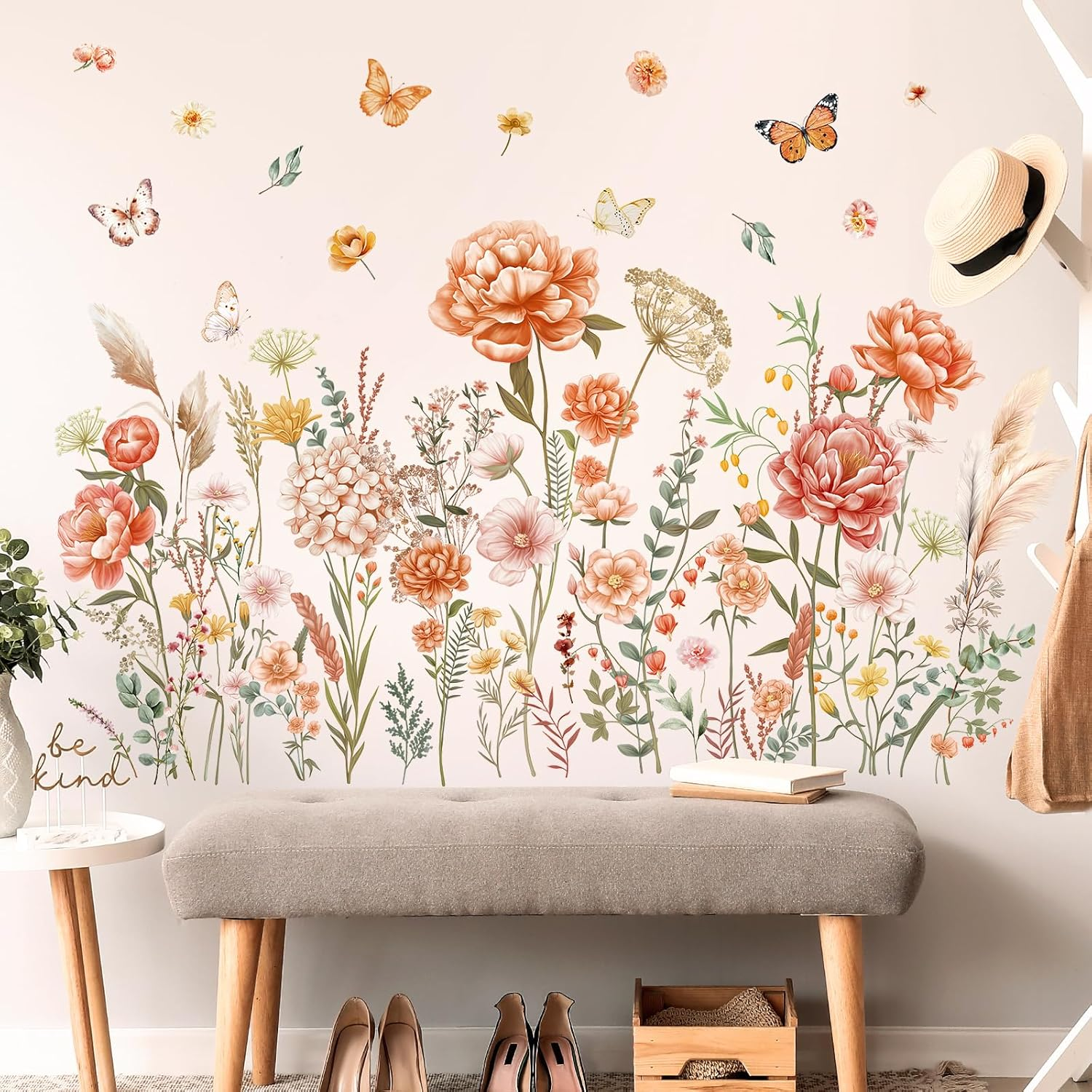 DECOWALL SG2-2507 Boho Large Flowers Wall Stickers Peel and Stick Removable Floral Decals Nursery Bedroom Garden Decor Blossom image number 2