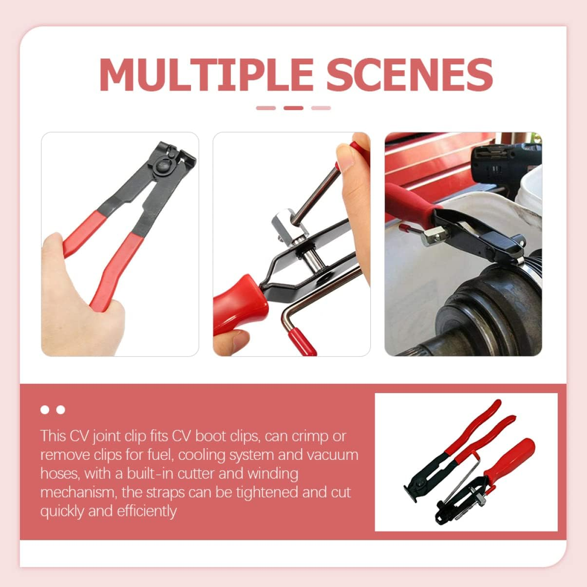 COSMEVIVI Boot Clamp Pliers and Ear-Type Clamp Tool 2Pcs Set for Vehicle Boot Joint Removal Atv Utv Automotive Hose Banding Repair Tools image number 2