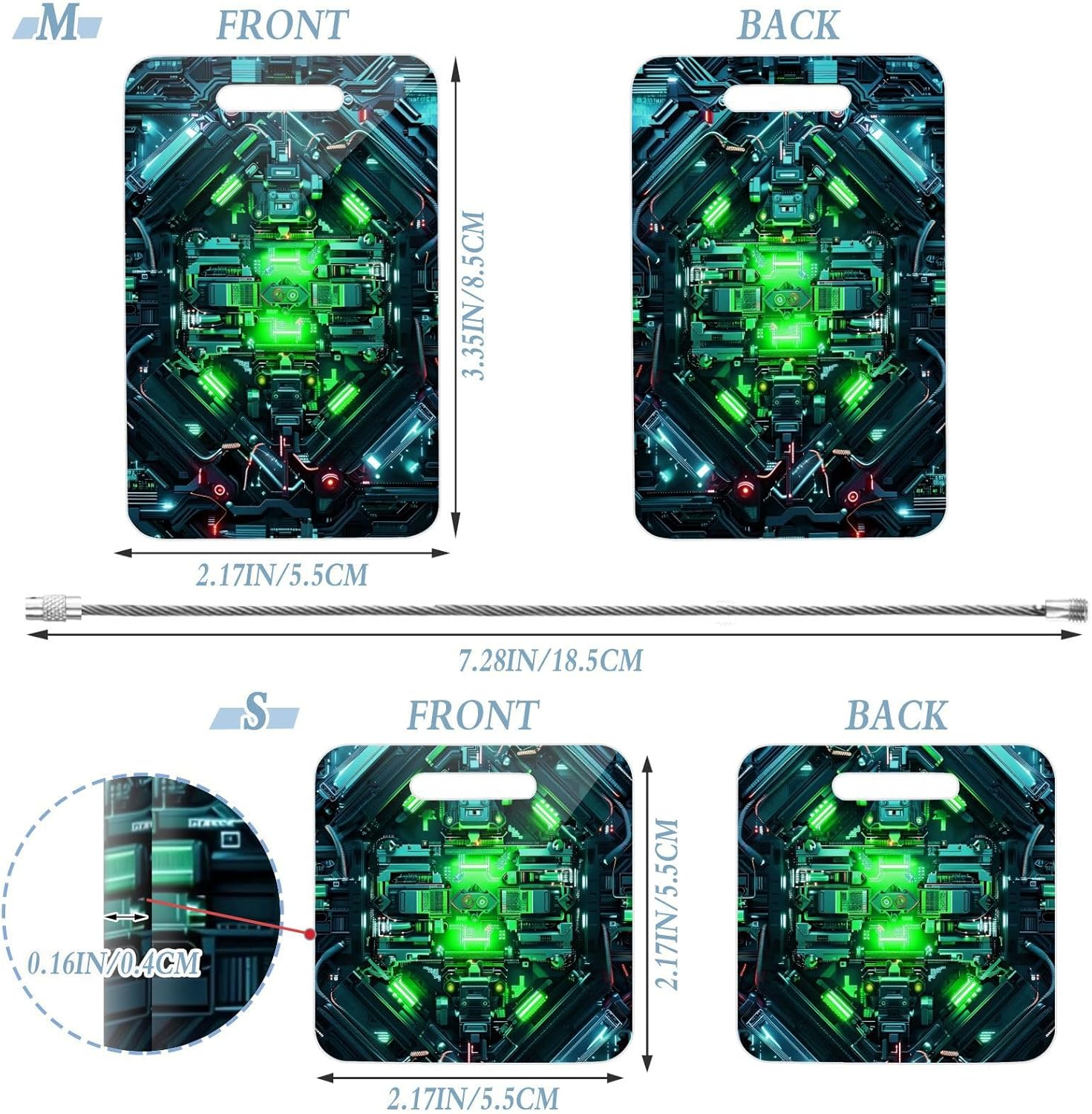 Cool Green Gear Acrylic Suitcase Tags for Luggage Airport Luggage Tags Travel Baggage Tag 4Pcs Suitecase Tags image number 4