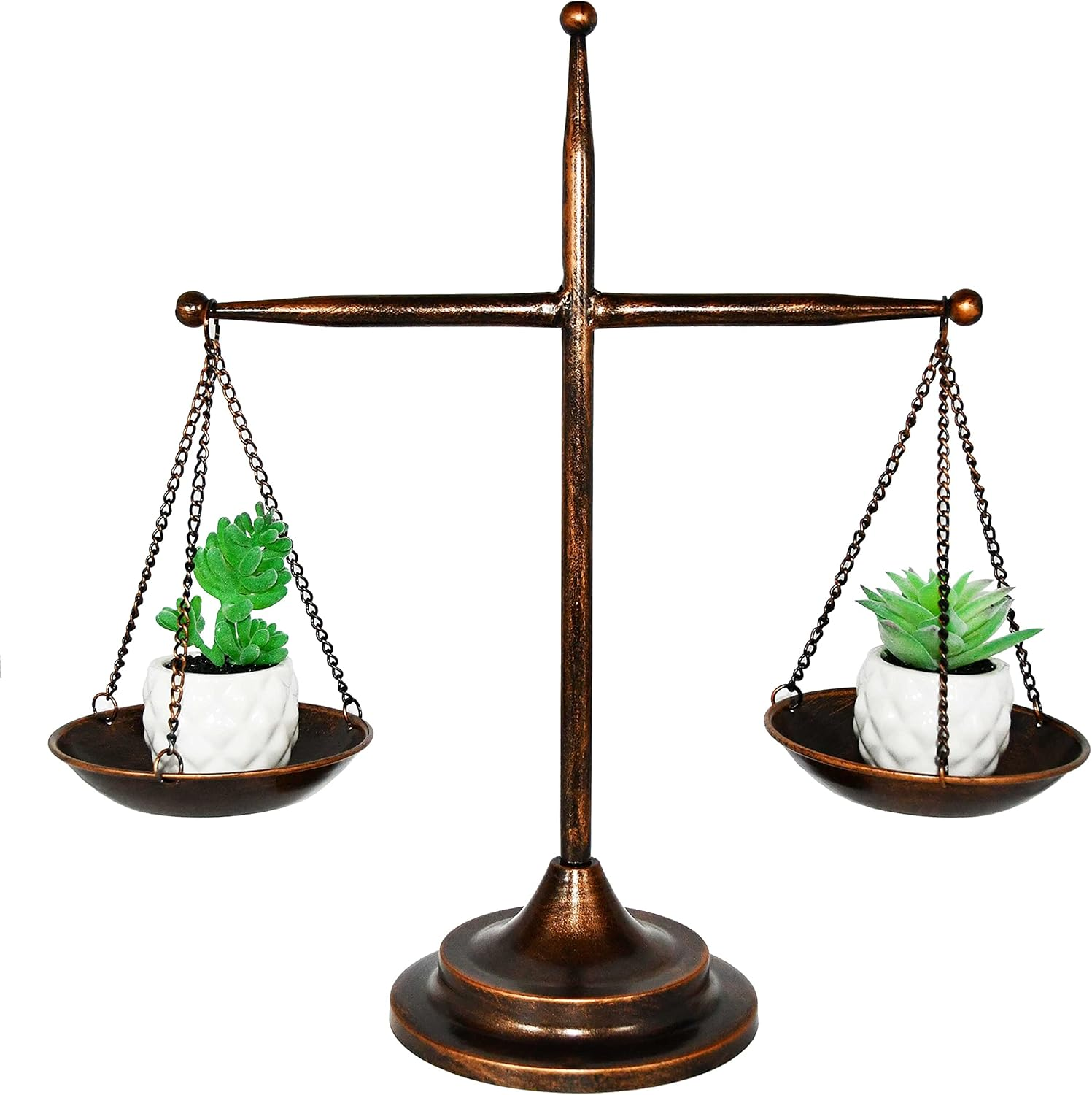 Owlgift Vintage Style Metal Libra Jewelry Display Tray Cosmetic Organizer Storage, Lawyer Scale of Justice, Farmhouse Candleholder - Bronze, 12.6" W X 16.5" H image number 4